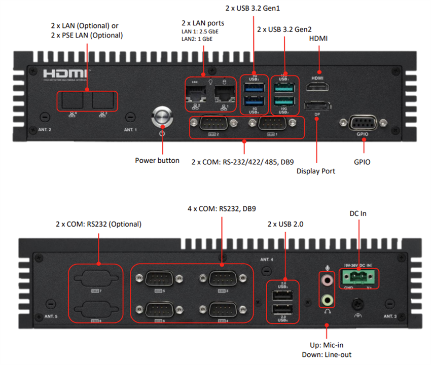 Mechanical Drawing - Asus PE2100S Intelligent Edge Computers